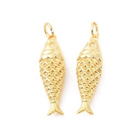 DanLingJewelry 10Pcs Golden Colour Brass Fish Charms Marine Theme Ocean Sea Animal for Jewellery Making Bracelets Necklaces