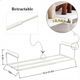 eygeufg Expandable Shoe Rack Organizer – Hanging Adjustable Shoe Rack for Closet & Under-Cabinet Storage Shelf, Ideal for Kitchen, Bedrooms, Laundry Rooms (White, 2 Pcs)