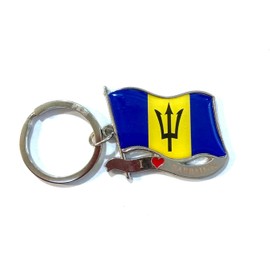 PRK 14 Barbados Flag Keychain – Stylish Barbadian National Flag Keyring | Durable Metal Design | Ideal Gift for Barbados Enthusiasts & Travelers