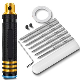 DULIWO Prime Model Scriber Gundam Resin Carved Scribe Line Hobby Cutting Tool Chisel, 7 Model Chisel Blades (0.1/0.2/0.4/0.6/0.8/1.0/2.0mm) with Rubber Cap + Carving Masking Tape 3mmx20m (Black)