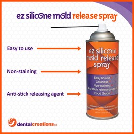 Dental Creations EZ Silicone Mold Release Spray – Multi-Purpose Lubricating Spray and Release Agent – 12 oz Aerosol Can - 2 Pack