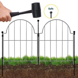 Blingluck Garden Fence, 17in(H) x 27.5 ft(L) Arched Rustproof Metal No Dig Fence Garden Fence Border,Ground Stake Animal Barrier Fence for Rabbit Dog, Outdoor Landscape Decor for Yard & Patio,25 Pack