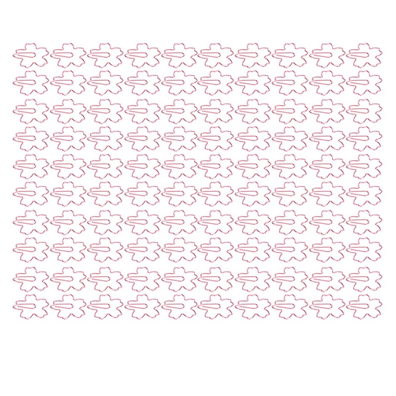 100pcs Sakura Shape Paper Clips Increased Slip Resistance Plating Process