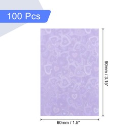 uxcell 100 Pcs Photocard Sleeves, 3.5" x 1.5" Plastic Heart Card Protector Laser Flashing Card Sleeves for Kpop, Photo Cards, Standard Sized Cards Cover, Purple