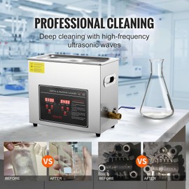 Happybuy Ultrasonic Cleaner with Digital Timer, 6L Stainless Steel Heating Machine,Professional for Jewelry and More