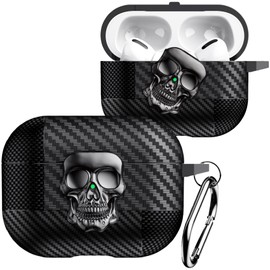 CCSmall for Airpods Pro 2nd Generation Case with Carabiner Keychain, Funny 3D Skull Protection Cover Full Body Shockproof with Secure Lock Girls Boys Case for Airpods Pro 2 Gen,Skull Silver