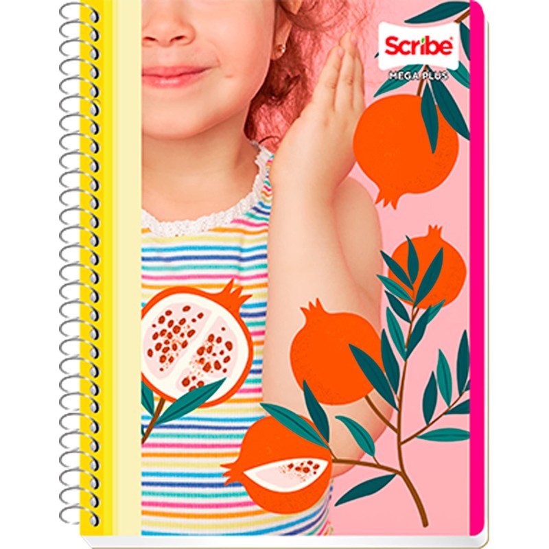Scribe, MEGA PLUS, Cuaderno Francés Espiral Sencillo de Pasta Semi