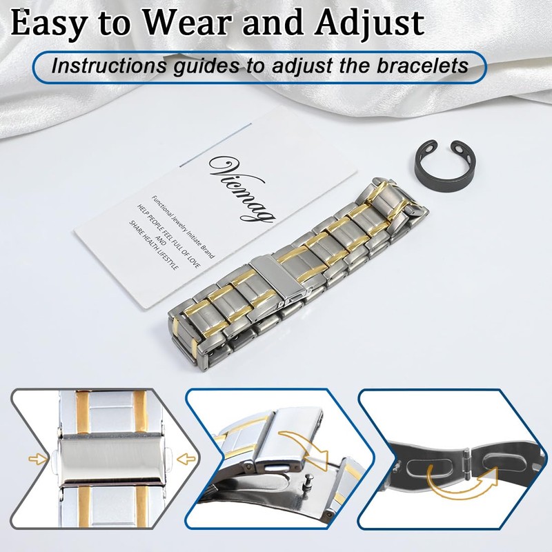 Vicmag 3X Magnetic Bracelet for Men Pure Titanium Bracelet 3500