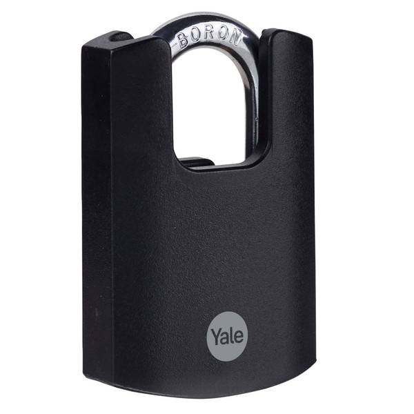 Yale Y121B/40/125/1 Brass Closed Shackle Padlock (40mm) - Black Outdoor Weatherproof Lock for Chain, Door, Gate, Toolbox - 3 Keys - HIGH Security