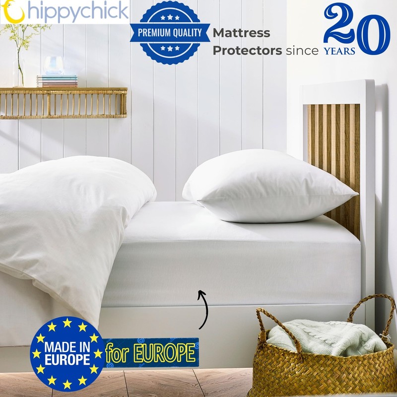 Hippychick Cotton Fitted Mattress Protector, 100 Percent Waterproof, Anti Allergy,