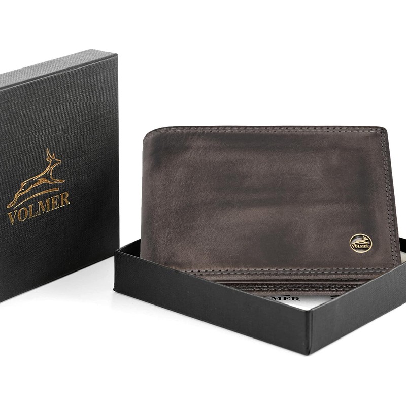 Fa.Volmer Men's Leather Wallet with RFID Protection - Extra Sturdy