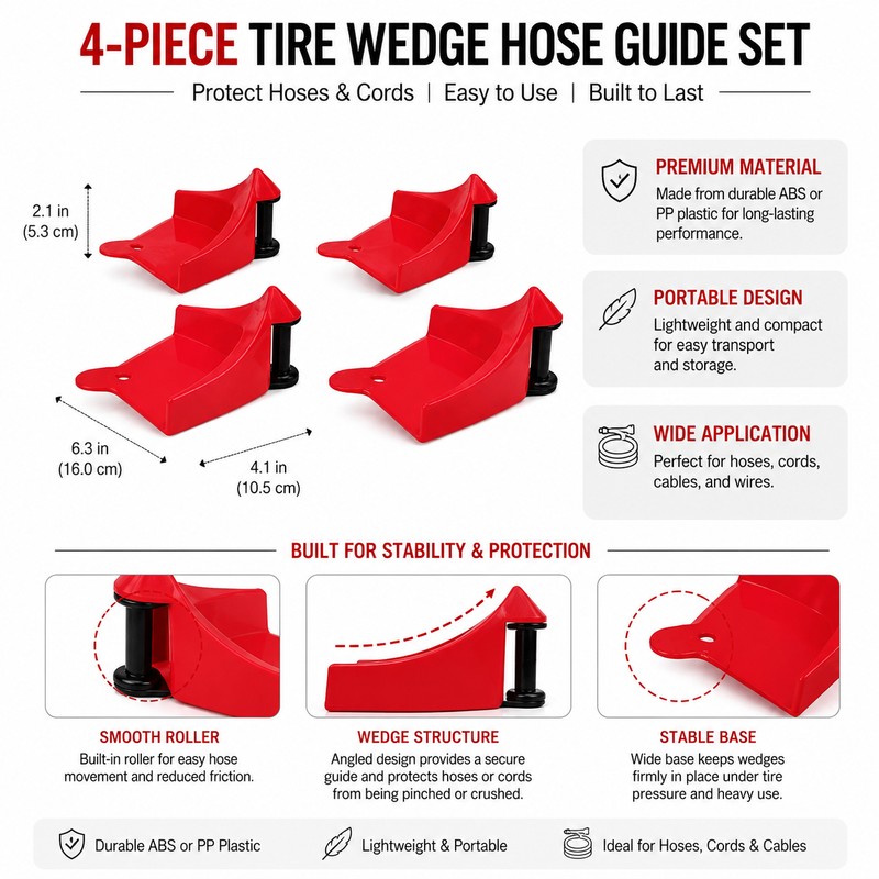 4-Pack Tire Hose Guide Wedges for Car Washing – Portable