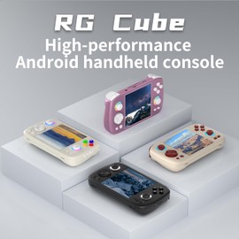 RG Cube Retro Handheld Game Console , Android 13 System Unisoc T820 Processor 3.95 Inch IPS Touch Screen 5200mAh Battery 16 Million Color RGB Joystick Lighting(White)