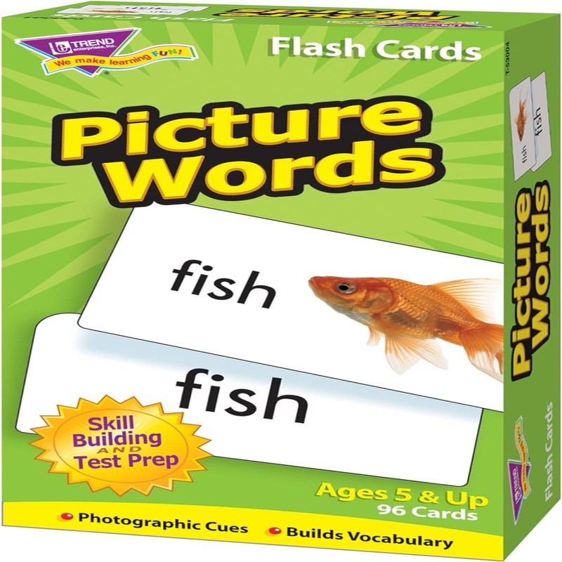 Trend Enterprises: Picture Words Skill Drill Flash Cards, Content-Rich Self-Checking
