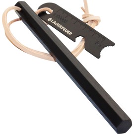 LAGERFEUER Hexa-Shaped Fire Starter, Hexagonal, Ferrocerium, Genuine Leather, Leather Cord, Flint Stone, Bushcraft, Survival Tool, 6.0 inches (152 mm)