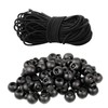 Drawstring Cord 100 Pcs Toggles for Drawstrings and 15m/49ft Black