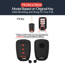 INFIPAR 2pcs Compatible with Honda Accord Civic CR-V HR-V Fit Crosstour Black Key Fob Cover Case Key Chain Protector Keyless Remote Holder