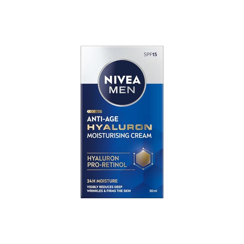 NIVEA MEN Hyaluronic Anti-Ageing Anti-Wrinkle Cream with Hyaluronic Acid for