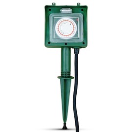 PerfectHD PerfectHD Gartensteckdose 2-fach - Au?ensteckdose mit Zeitschaltuhr - Mehrfachsteckdose - IP44 - mit Erdspie? - gr??n - 15 Varianten