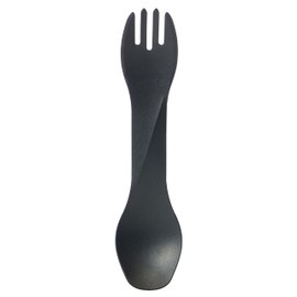 humangear GoBites Uno | Travel & Camping Utensils | Portable & Convertible Dining Ware | Multi-Functional Spork, Black Titanium