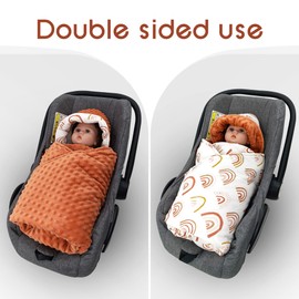 Miracle Baby Swaddling Blanket Baby Seat Winter Cotton Reversible Blanket Universal Cuddly Blanket 90 x 90 cm for Baby Seat Pushchair with 8 Point Strap Holes