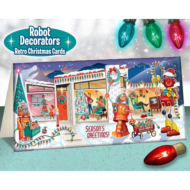 Robot Decorators Christmas Cards, Package of 8 | Funny Robot