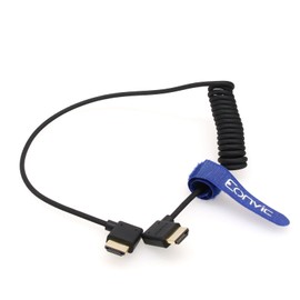 EONVIC 2.1 8K Right Angle HDMI Male to Male Long Blue Braided Coiled 8K/60Hz 48Gbps 7680x4320 Resolution For Atomos Ninja Portkeys BM5 Sony FS5 FS7 A7S3 Canon C300