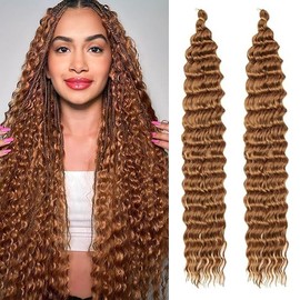 Curly Braiding Hair Ocean Wave Crochet Hair 24Inch Deep Curly Crochet Braids Wet and Wavy Braiding Hair Synthetic Crochet Hair for Black Women Human Hair (30, 24 Inch (Pack of 2))
