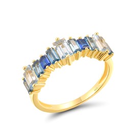 Santuzza 925 Sterling Silver Ombre Blue Rectangular Ring Blue Spinel Geometric Ring for Women (7)