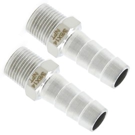 laffoonparts 2 Pack 1/4" Barb x 3/8" NPT Male Adaptor Coupler Connectors, Stainless Steel Home Brew Fittings for Water Fuel Air