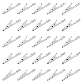 ZZHXSM 25PCS 51mm Test Lead Alligator Clip Silver Metal Spring Clamp ESD Accessories Suitable for DIY Welding Aids