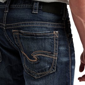 Silver Jeans Co. Men's Gordie Relaxed Fit Straight Leg Jeans, Dark Sandblast, 32W x 30L