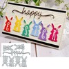 Happy Easter Words Rabbit Metal Die Cuts,Rabbit Egg Flower Leaf