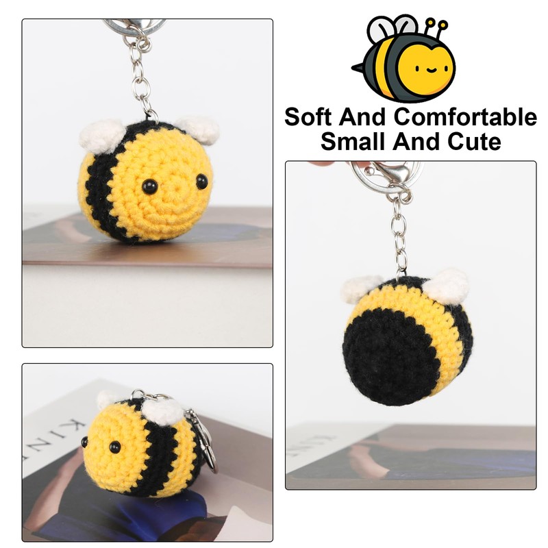GOSHIES Key Ring Bee Cute Bee Pendant Crochet Bee Bumble