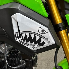 Decal Concepts Shark Mouth Side Body Fairing Accent Decal Graphic Kit for Honda Grom (2017-2020) (Grayscale)