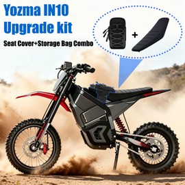 FUMOLEER Seat Cover for Yozma IN10, Electric Dirt Bike Black Stripe Non-Slip Seat Cushion Cover and Tool Front Frame Bag, E-Bike Accessories for Yozma in 10
