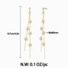 FAUTHENTICUTE Gold CZ Flower Dangle Earrings For Women 2pcs Long