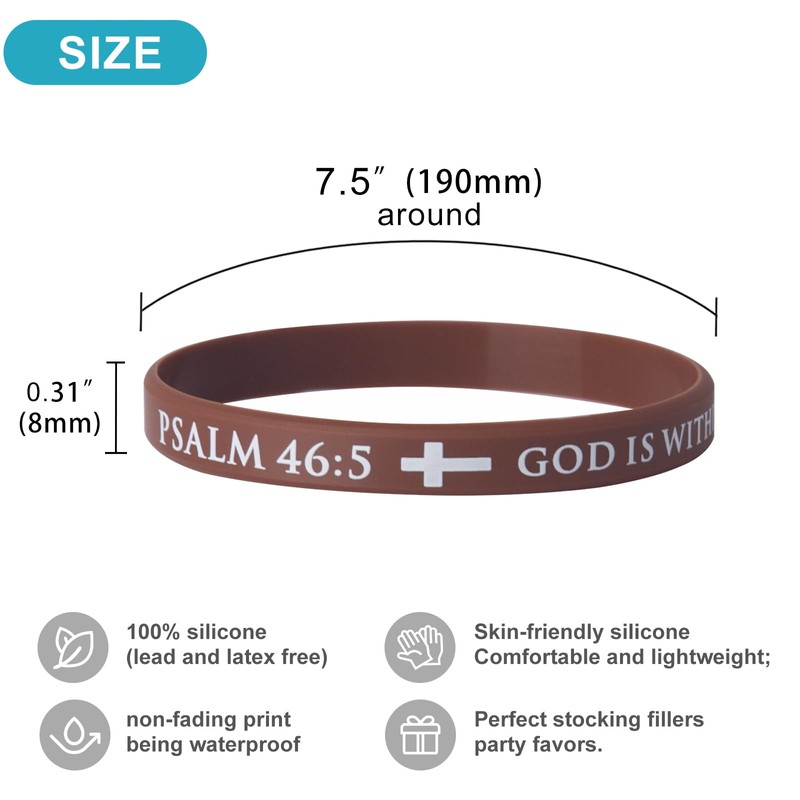 QEERBSIN Christian Rubber Bracelets Bulk Bible Verse Cross Scripture Silicone