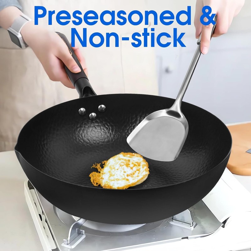 Souped Up Recipes 12.5 Inch Carbon Steel Wok For Electric,