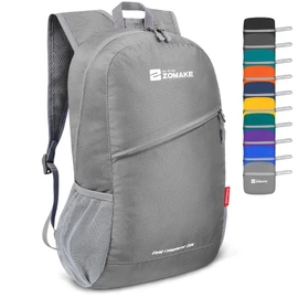 ZOMAKE Lightweight Packable Backpack 20L - Foldable Backpack Leger Sac à Dos Light Daypack Water-Resistant Small Packable Bag Collapsible Hiking Backpack for Travel(Silver grey)