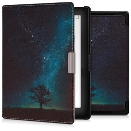 kwmobile Case Compatible with Kobo Aura Edition 1 Case - eReader Cover - Cosmic Nature Blue/Grey/Black