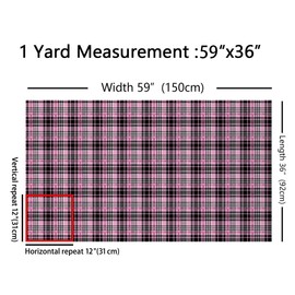 Tartan Plaid Upholstery Fabric for Chairs, Pink Buffalo Check Outdoor Fabric by The Yard, Girls Farmhouse Geometric Grid Decorative Fabric for Upholstery and Home DIY Projects, 3 Yards, Pink Black
