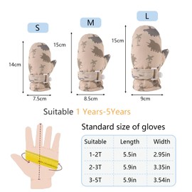 Toddler Winter Gloves Waterproof Baby Mittens Warm Fleece Kid Gloves for Boys Girls Snow Mittens 1-5 Years (Khaki, L)