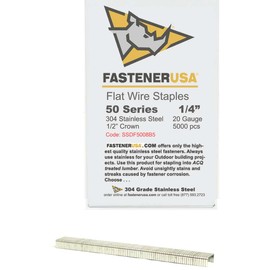 1/4" Leg x 1/2" Crown 20GA 304SS 5008C Staples 5,000ct