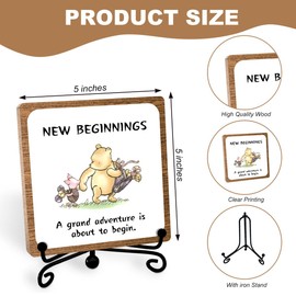 Winnie Inspirational Desk Sign, New Beginning Winnie Gifts for Women Men, Motivational Table Decorations Supplies, Positive Winnie Desk Cubicles Accessories