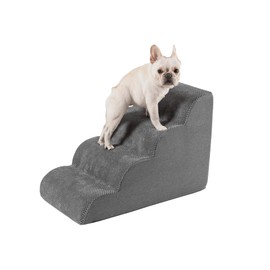Pet Stairs for High Beds Small & Large Dogs & Cats – High-Density Foam Steps with Removable, Machine-Washable Cover – Lightweight, Portable Dog and Cat Staircase for Beds, Couches, and Sofas, 4 Tier