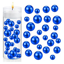 Mother of Pearl Beads, 150 Pieces Faux Pearls, Floating Beads, Vase Filler, Shiny Beads Without Hole, Mixed Sizes, Plastic Beads for DIY Jewellery, Floating 10/14/20 mm (Royal Blue)