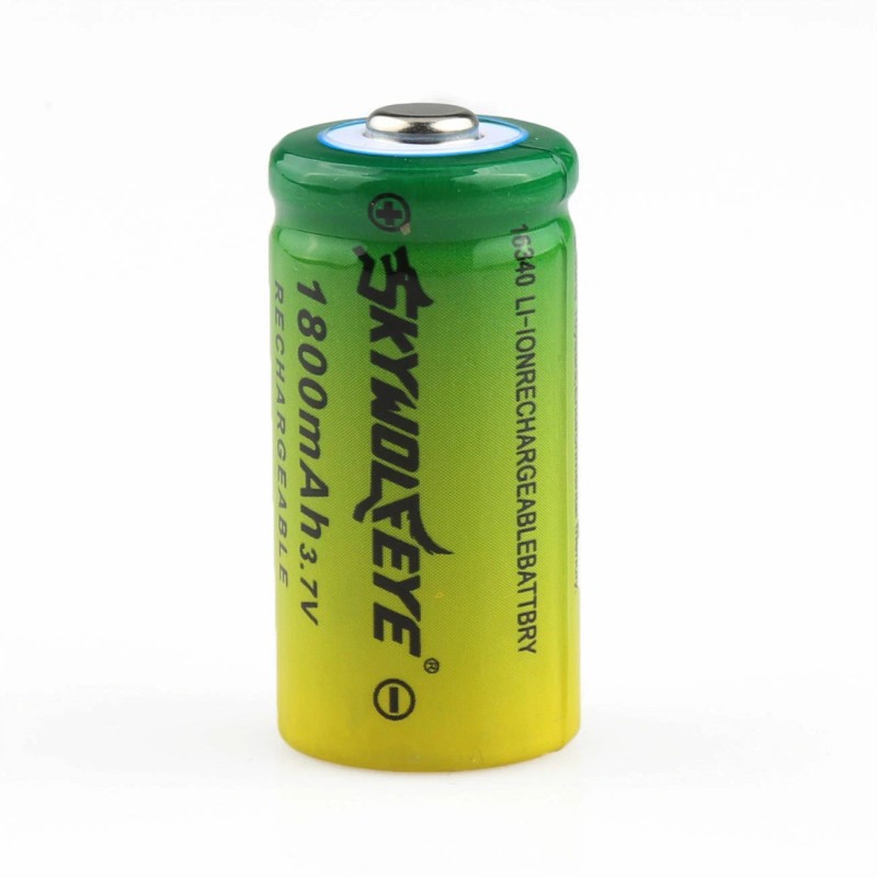 SKYWOLFEYE 2pcs SKYWOLFEYE 16340 3.7v 1800mAH Rechargeable Battery RCR123A +