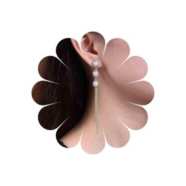 Inateannal Vintage Crystal Pearl Tassel Earrings Long Pearl Chain Drop Earrings Gold Snake Chain Earrings Rhinestone Pearl Stud Earrings Jewelry for Women and Girls