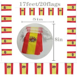 FFILL Spanish Banner Flag String, Spain Mini Flag Small Banner, for Party, Shops and Bars Decorations, and International Day Celebrations.- (Spain)
